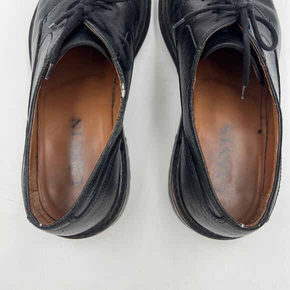 Lanvin Men\'s Grained Leather Lug Sole Derby Shoes Black main image 6